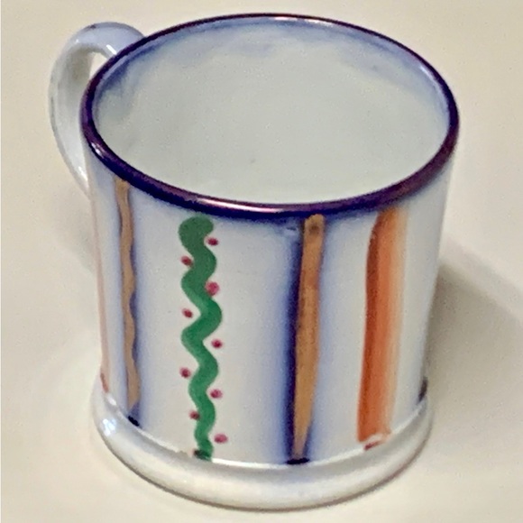 Gaudy Welsh Vertical Lustre Stripe Drysau Wagon Wheel Variant Child’s Cup Mug - Picture 3 of 10